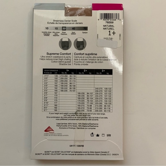 SECRET Supreme Comfort Silky Sheer Tights Natural Size 1+ - Picture 2 of 4